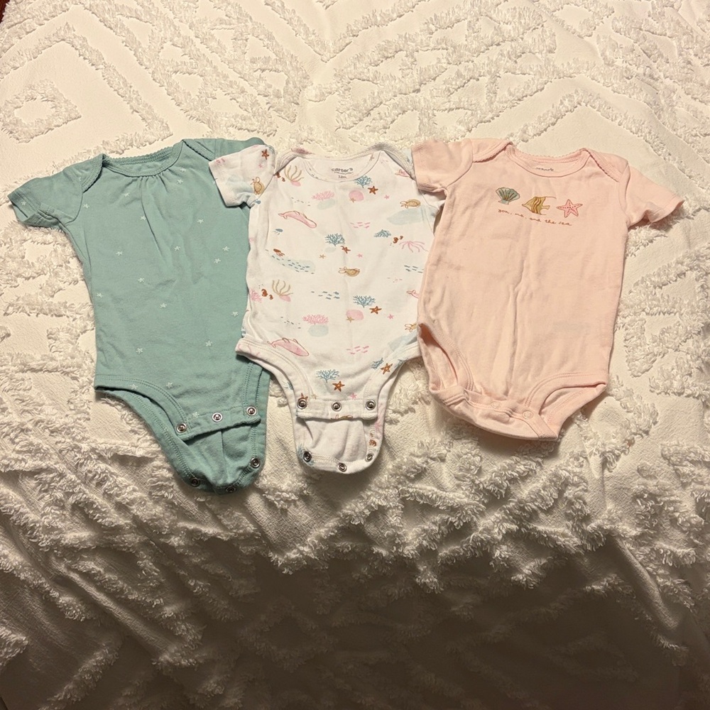 Carters Just One You, Girls Bodysuits and pants set. 12 month. Ocean Prints. - Picture 8 of 8